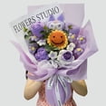 thumbnail image 2 of Crochet Flowers Bouquet, Handmade Knitted Sunflower Rose Tulip Puff Flower Bouquet, Gift for Mother Wife on Birthday Valentines Anniversary, 2 of 27