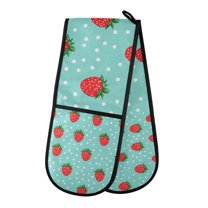 Yayeee Double Oven Mitt Kitchen Heat Resistant Baking 35" x7" Quilted Glove, Strawberry Pattern