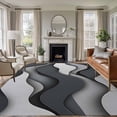 thumbnail image 3 of Black Gray Area&nbsp;Rug 6x9ft Ombre Ocean Wave Geometric Abstract Modern Non-Slip&nbsp;Washable Square&nbsp;Rugs Soft Felt Indoor Floor Mat for Bedroom Kitchen Living Room Bathroom, 3 of 9