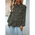 thumbnail image 2 of All-Over Ruffle Detail Floral Print Long Sleeve Blouse for Women Black Small, 2 of 5