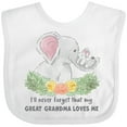 thumbnail image 3 of Inktastic I'll Never Forget That My Great Grandma Loves Me Elephants Boys or Girls Baby Bib, 3 of 4