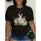 thumbnail image 1 of Plus Size Women's Casual T-Shirt with Letter Print, Round Neck, Short Sleeves - Polyester and Elastane Blend, Machine Washable - Spring/Summer Collection Tee For Adult, Men, Women, Teen, Teenager, Ad, 1 of 7