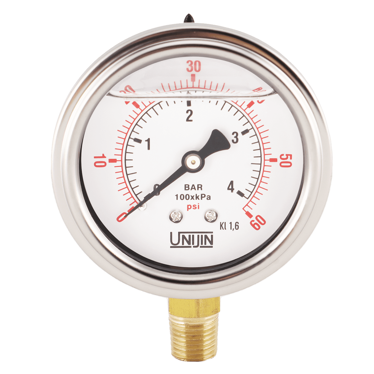 UNIJIN Pressure Gauge P251 Series Oil Filled Bottom Mount Size 1/4