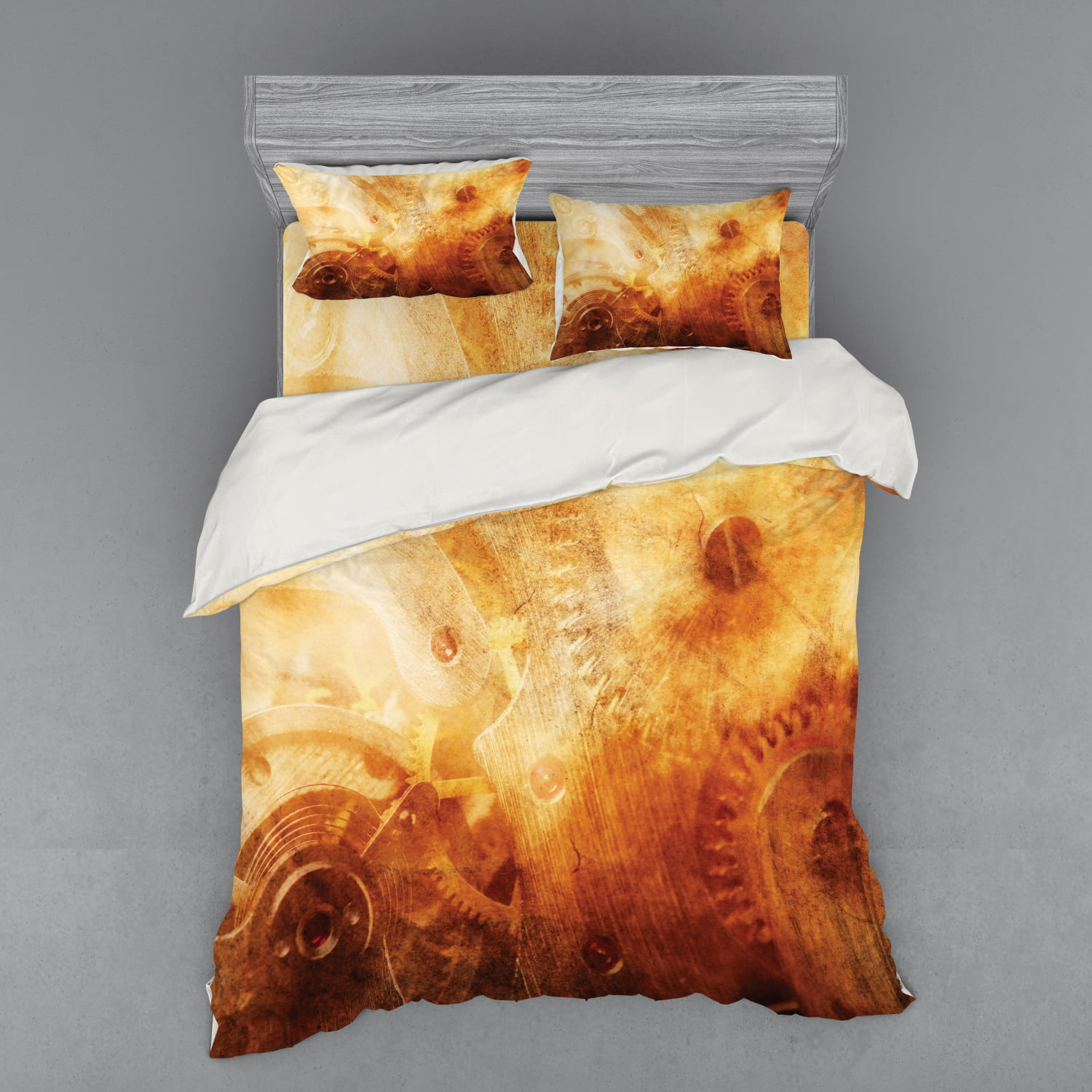 Industrial Duvet Cover Set Background Of Machinery Mechanism In