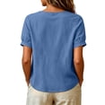 thumbnail image 6 of SSZMDLB Women Plus Size V Neck Short Sleeve Embroidered Boho Tshirt Casual Summer Tops Loose Fit Flowy Tee Shirt Vacation Outfits Beach Holiday Clothes, Blue 2XL, 6 of 7