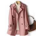 thumbnail image 2 of FRSASU Women's Windbreaker Jacket Lightweight Solid Color Long Sleeved Lapel Button Tunic Outwear Pink, 2 of 7