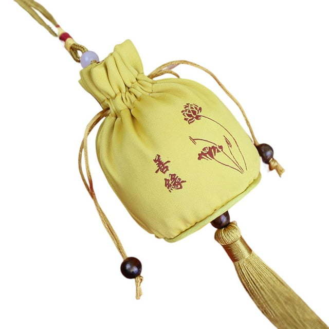 Sonducket Bolsita con cordón, bolsa de tela colgante portátil de estilo chino, regalos, colgante, recuerdo de fiesta, adorno de joyería Ropa, zapatos y accesorios Miscelánea Amarillo