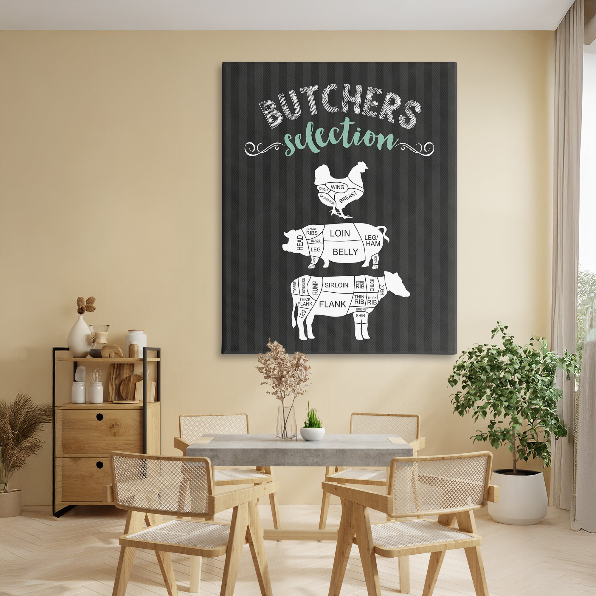 Butchers Selection Animal Sections Canvas Wall Art, design by Lettered and Lined