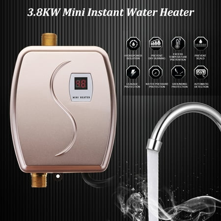 3800W Electric Mini Instant Tankless Water Heater Constant Temperature for Kitchen Washing Faucet Bathroom Shower Heating Tool 6.6 x 5.3 x 2.4 