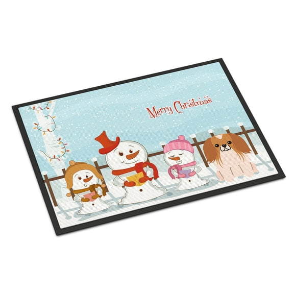 Carolines Treasures Merry Christmas Carolers Pekingnese Red White Door Mat Indoor Rug or Outdoor Welcome Mat 24x36
