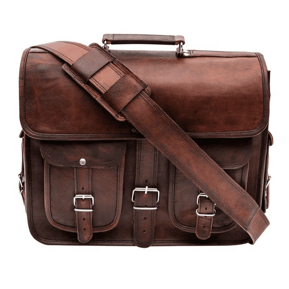 Vintage Handmade Brown Leather Messenger Bag for Laptop Briefcase Best Computer Satchel School Distressed Bag