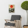 thumbnail image 2 of Sunset Over Sea Waves Linocut Illustration With Red Sun Artwork Framed Wall Art Print A4, 2 of 4