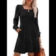 thumbnail image 3 of Vestido Estilo Babydoll Informal de Otoño con Cuello Cuadrado y Larga para Mujer Negro XL, 3 of 8