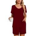 thumbnail image 1 of ICHUANYI Clearance 2PC Women's Round Neck Shorts Sleeve Two-piece Comfortable Home Pajamas Set Sports Set ICHUANYI "ICHUANYI", 1 of 7
