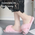 thumbnail image 2 of Ginisom Women's Fuzzy Slippers Cross Band Fluffy Open Toe House Slide Slipper, 2 of 6
