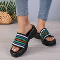 thumbnail image 6 of BERANMEY Knit Platform Slippers Women's Platform Wedge Sandals Comfort Square Open Toe Mules Classic Slip On Slippers Casual Slides for Women Single Band Flatform Slide, 6 of 7