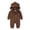 Brown, variant on Baby Bear Ear Cute Hooded Romper Newborn Long Sleeve Thin Fleece Zipper Jumpsuit Infant Boys Girls One Piece Overall Fall Winter Daily Wear 0-24M