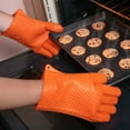 thumbnail image 3 of Firae Silicone Heat Resistant BBQ 1 Pair Gloves - Waterproof Oven Mitts with Protective Cotton Layer inside, Non-Slip Grip, Cooking, Baking, Frying, and Barbecue One size fit most Blue, 3 of 12