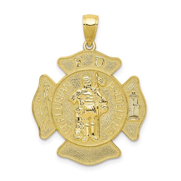 FB Jewels 10K Yellow Gold Saint Florian Prote Carat Us Fire Dept. Maltese Cross Pendant