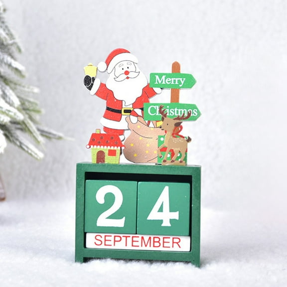VOTRUDI Wooden Calendar Ornaments,Christmas Decor Clearance,Desktop Christmas Decorations,Christmas Indoor Decor for Room Office Tabletop,Green