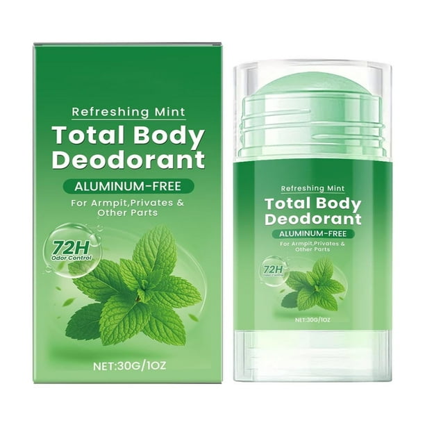 Desodorante corporal en barra de menta de larga duración, sin olor, refrescante, control del sudor, 30 g