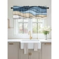 thumbnail image 2 of Valances for Windows Blue Brown Rod Pocket Cafe Window Treatments Valance Curtains for Kitchen Bathroom Laundry Basement Windows 56"x16", 2 of 9