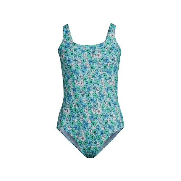 Lands' End Women's Chlorine Resistant Scoop Neck High Leg Soft Cup