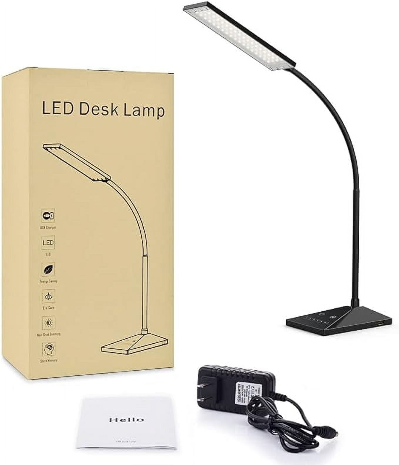 RAOYI Selfie Light,7W LED Desk Lamp with Stand Five Touch Dimming Modes Eye-Caring Reading Light Adjustable Neck Clip Night Light,Black