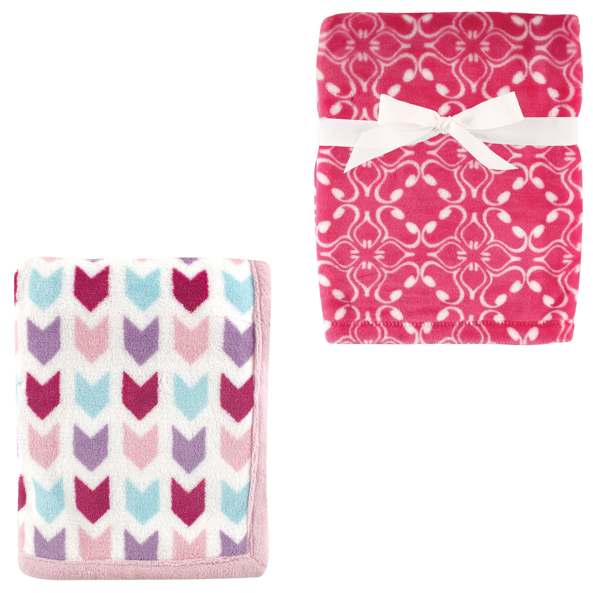 Hudson Baby Girls' Plush Blanket, 2Pack, Choose Your Color