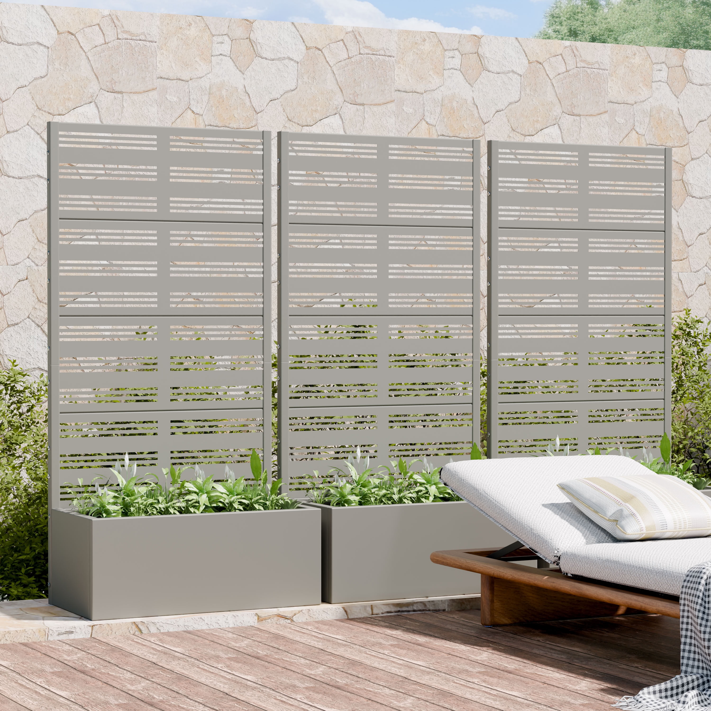 MAYEERTY 59*30in Outdoor Metal Planter Box, Space Saving Balcony Planter, Small Garden Planter Box for Patio, Garden, Yard