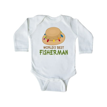 

Inktastic Fishing Gifts Worlds Best Fisherman Gift Baby Boy Long Sleeve Bodysuit