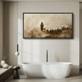 thumbnail image 5 of Large Framed Canvas Print The Good Shepherd Framed Canvas - Jesus Leading Sheep Spiritual Artwork Wall Art Decorative Ready to Hang Painting for Living room Bedroom - 60"x30" Black Frame, 5 of 9