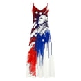 thumbnail image 5 of Rciityk 4th of July Dresses for Women Casual V Neck Americans Flags Print Sleeveless Spaghetti Strap Maxi Dress Summer Vacation Dress, Size 2XL, 5 of 8