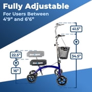 KneeRover Deluxe KneeCycle - Steerable, Foldable Knee Scooter for Surgery Recovery, Blue