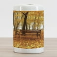 thumbnail image 2 of Rustic Ceramic Toothbrush Holder, Rustic Bench in Orange Pale Autumn Park Mist Day November Love Fall Season Photo, Versatile Countertop for Bathroom, 4.5" X 2.7", Orange Brown, by Ambesonne, 2 of 4