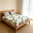 thumbnail image 6 of Twin Floral Fitted Sheet - Soft Microfiber Bed Sheet, Shrink & Fade Resistant, Breathable Botanical Print Bottom Sheet (L, 59.06x78.74"), 6 of 6