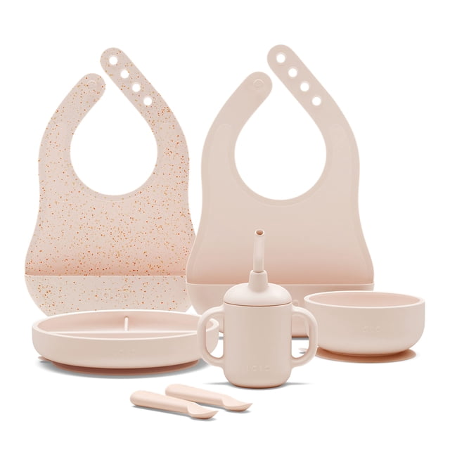 Set de alimentación Lalo First Bites de silicona para bebés, LED, destete, 6 piezas
