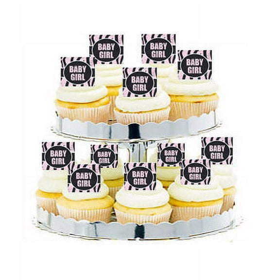 24pk Vintage Chalkboard Wild Baby Girl Edible Cupcake Decoration Topper Picks