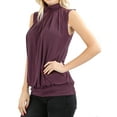 thumbnail image 3 of Zenana Women & Plus Sleeveless Mock-TurtleNeck Pleated Top with Waistband, 3 of 4