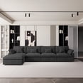 thumbnail image 2 of The Magic Home 155" 4-Seater Cloud Modular 155 L-Shaped Linen Sectional Sofa with Ottoman, Black, 2 of 12