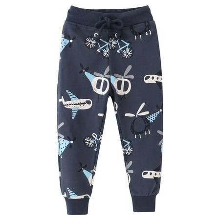 

LYMAYTER Kids Boys Pants Fall Winter Printing Casual Trousers Toddler Cotton Sweat Pants for 2-7 Years