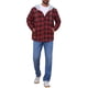 thumbnail image 2 of Camisa chaqueta de cuadros con capucha y cordón forrada de forro polar para hombre XL negra y roja, 2 of 6