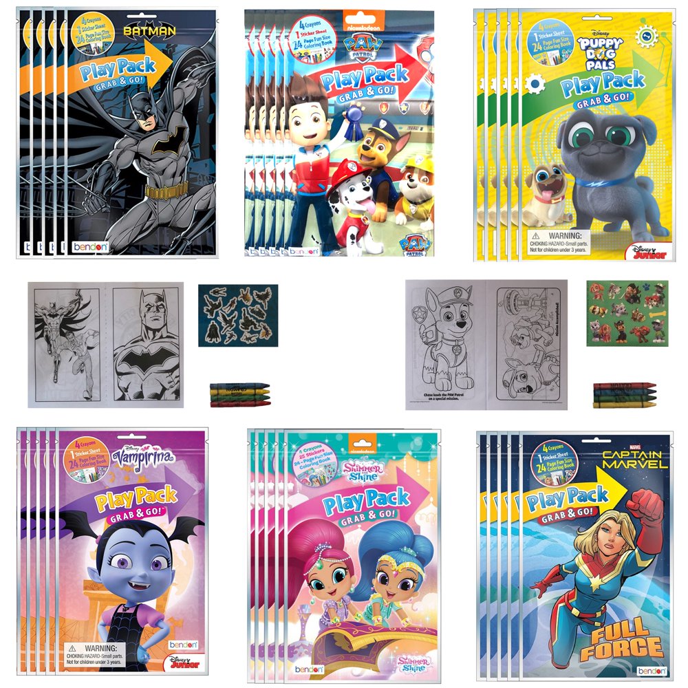 (30 Pack) Grab & Go Play Packs Set Cartoon Stickers for Kids Coloring