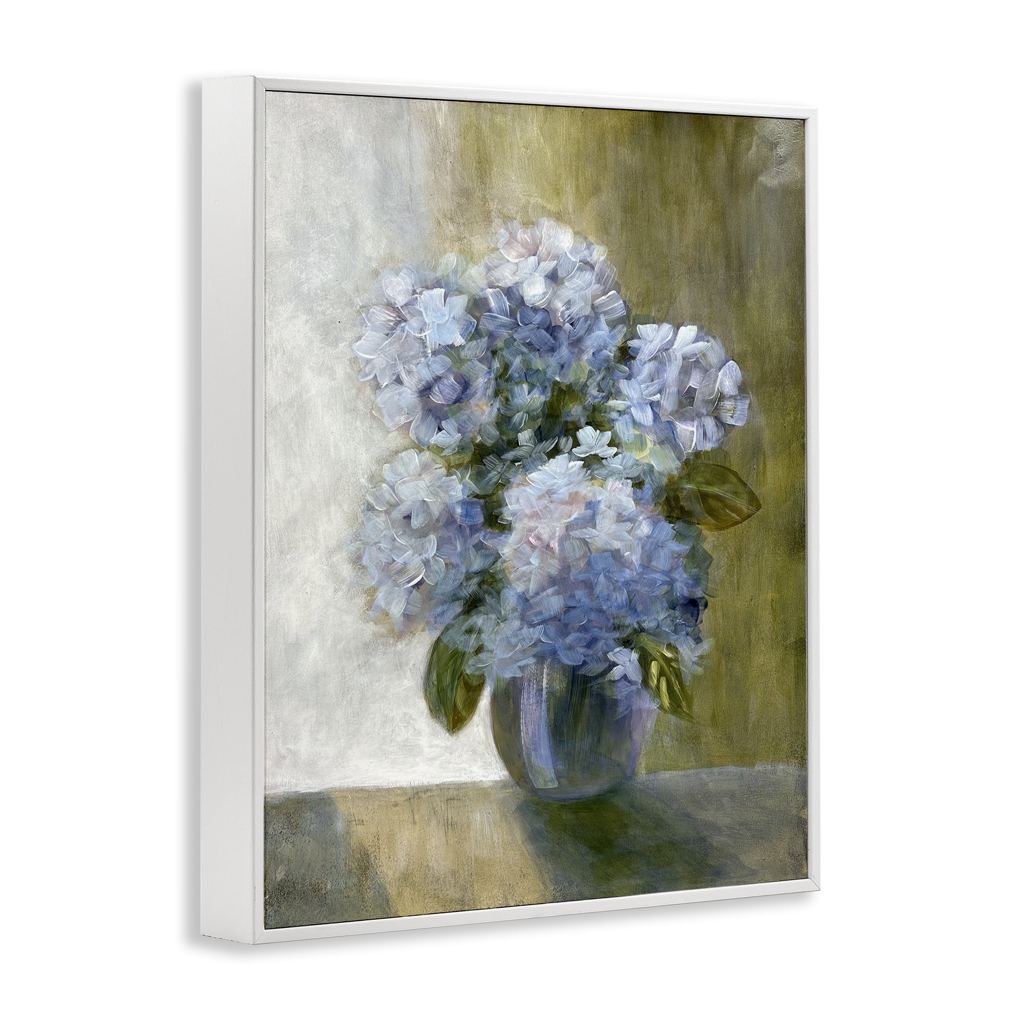 Stupell Industries Hydrangeas in Vase Botanical & Floral Painting White Framed Art Print Wall Art, 16 x 20