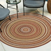 Unique Loom Baja Outdoor Collection Area Rug - Ensenada (5' 3" Round Burgundy/Green)