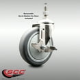 thumbnail image 2 of 5 Inch 316SS Thermoplastic Rubber Swivel ½ Inch Threaded Stem Caster with Brake, 2 of 2