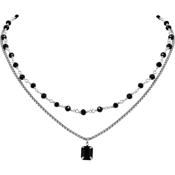 Gothic Boho Crystal Necklace, Layered Necklace, Black Choker, Gothic Choker, Christmas New Year Jewelry Gift For Women