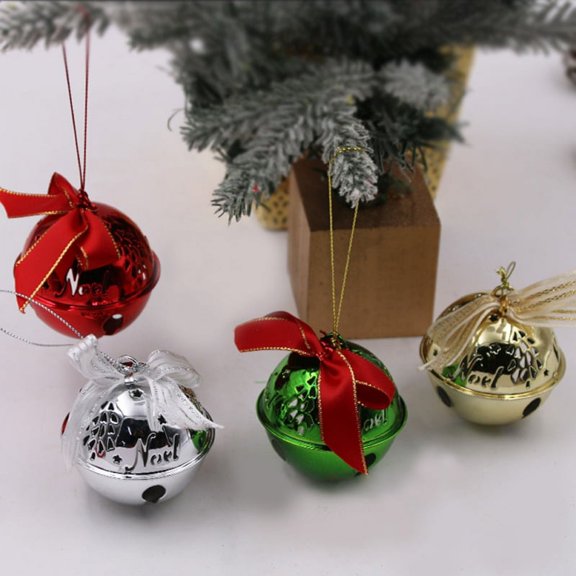 1pcs/3pcs/6pcs Wrought Iron Jingle Bells Pendant Christmas Tree Bells Hanging Christmas Decoration (gold,silver,red,green)