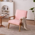 thumbnail image 2 of Modern Velvet Accent Chair, Teddy Velvet Single Indoor Lounge Chair, Comfty Sofa Armchair with Wood Legs and Backrest, for Living Room, Bedroom, Compact Space, Pink, 2 of 7