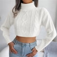 thumbnail image 4 of Duoif Sweaters for Women Trendy Women's Long Sleeved Floral Knitted Soft Pullover Short Sweater Women's Sweaters Womens Tops White M, 4 of 6
